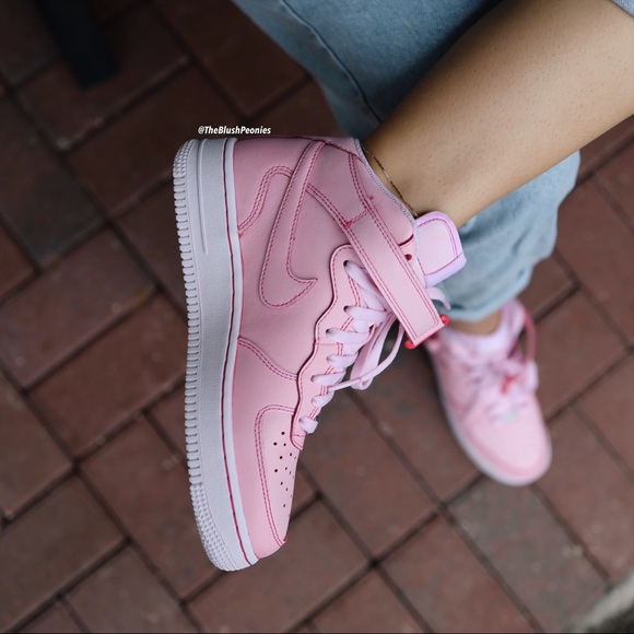Nike Air Force 1 Mid Custom Pink Dip Dyed Sneakers - Picture 4 of 10
